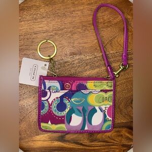 COACH Poppy Multicolor Canvas ID Card Wallet